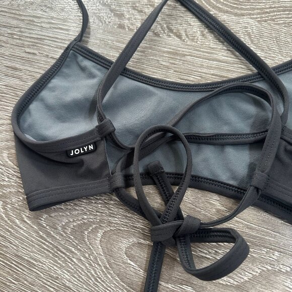 Jolyn Grayson Grey Bikini Top XS Summer Swim Vacation Travel Beach Tie Strappy B - Picture 4 of 5